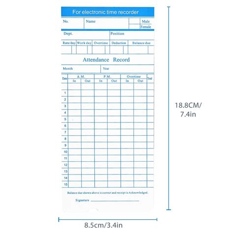 Time Cards Monthly Timesheet Clock Timecard 6 Column 2 Sided Card