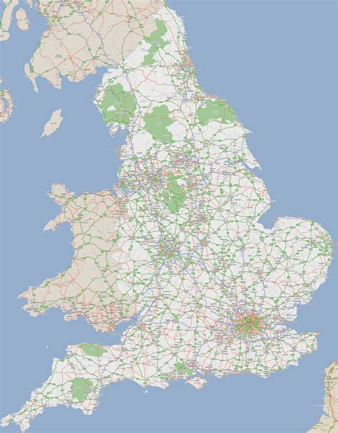 A political map of united kingdom showing major cities, roads, water bodies for england, scotland, wales the united kingdom is located in western europe and consists of england, scotland, wales. Large road map of England with cities | England | United ...