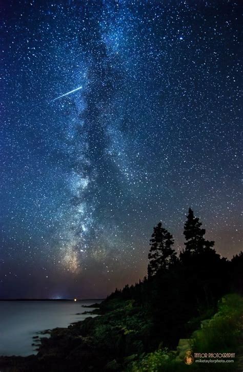 Milky Way And Meteor Acadia National Park Astrophotography Night