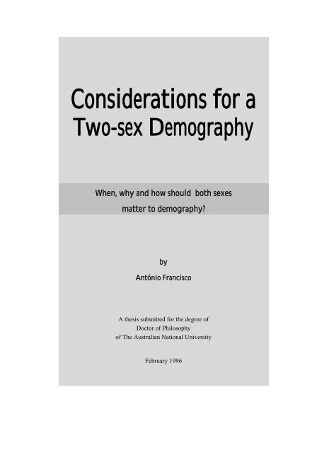 The Earliest Anticipation Of A Two Sex Demography Iese