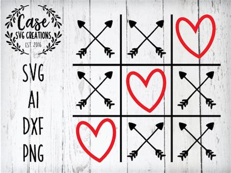 Valentine's Day Tic Tac Toe SVG Cutting File Ai Dxf and | Etsy