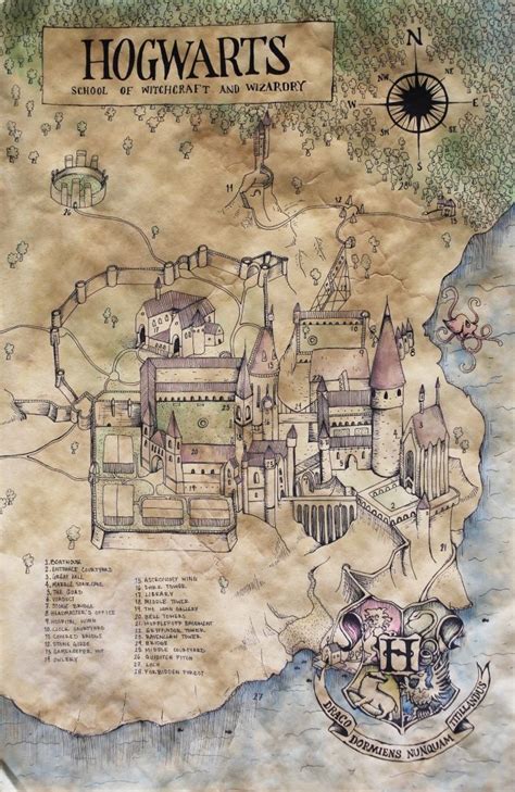 Hogwarts Map Art Print Hogwarts Harry Potter And Printing