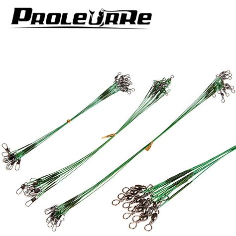 20pcslot Fishing Line Leaders Green Stainless Steel Coated Wire Leader