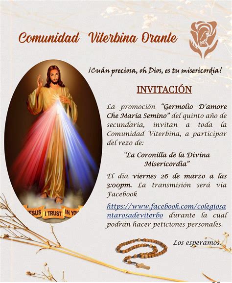 Invitacion Rezo De La Coronilla Colegio Santa Rosa De Viterbo4