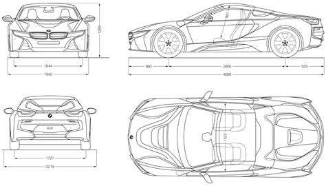 Bmw I8 Roadster Blueprint Bmw I8 Bmw Sketch Bmw