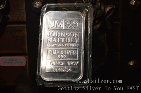 Johnson Matthey 1 Troy Ounce Silver Bar 999 Fine Pure 1 Oz Silver Bullion