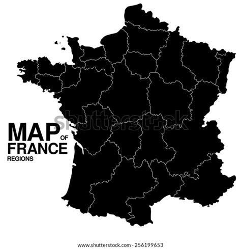 Regions Map France Silhouette Stock Vector Royalty Free 256199653