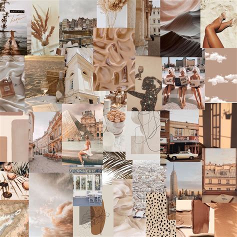 Ready To Print Tan Aesthetic Travel Vibes Wall Collage Kit Etsy
