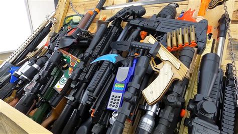 A Huge Crate Of Heavy Machine Guns Sniper Guns All The Toy Guns Ready