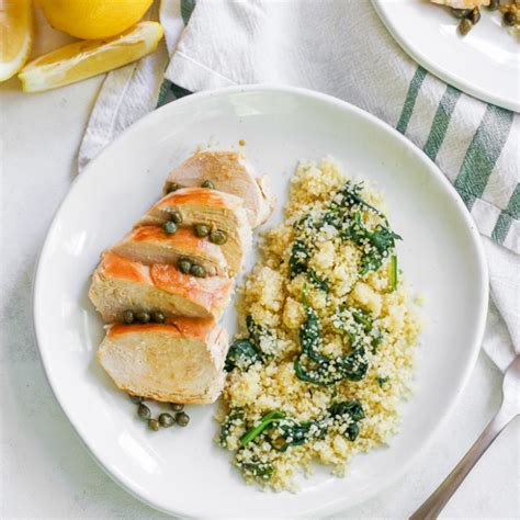 Lemon Caper Chicken with Spinach Couscous | The Culinary ...