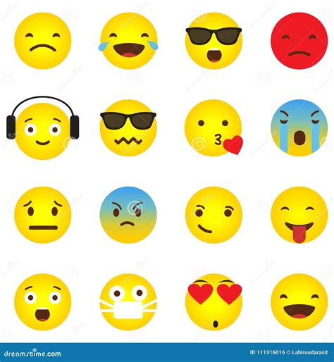 Emoji Icon Collection With Different Emotional Faces Stock Vector
