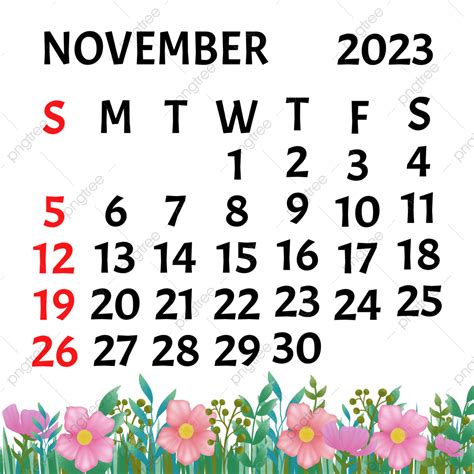 November Floral Calendar Png Vector Psd And Clipart With Transparent