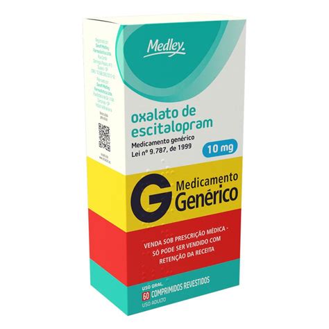 Escitalopram Medley Com 60 Comprimidos Revestidos 10mg Generico