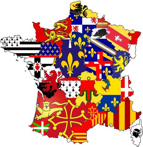 Flags Of The French Regions France Map Coat Of Arms French Regions