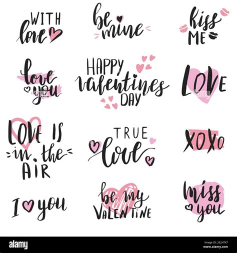 Set Of Hand Written Valentines Day Quotes Stock Vector Image And Art Alamy