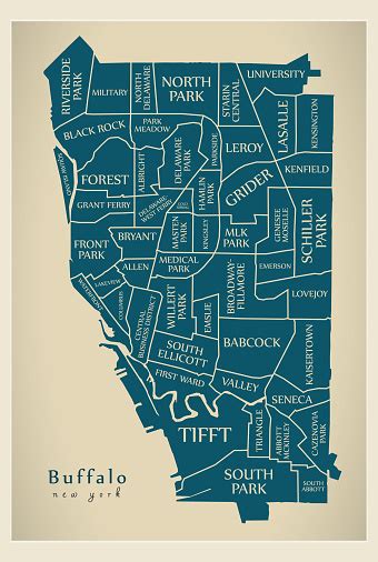 Map of buffalo ny neighborhoods. Modern City Map Buffalo New York City Of The Usa With ...