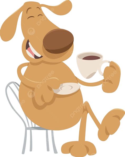 Dog Drinking Coffee Cartoon Animal Coffee Dog Vector Animal Coffee