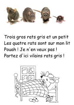 Three Mice Sitting On Top Of A Bed With The Caption In French Above It