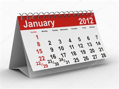 2012 Year Calendar January Isolated 3d Image — Stock Photo © Isergey
