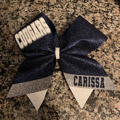 Navy Cheer Bow Full Glitter Cheer Bow Custom Competition Etsy Artofit