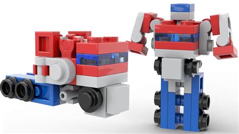 Lego Moc Transformers Micro G1 Optimus Prime V2 Mini Truck Mecha By
