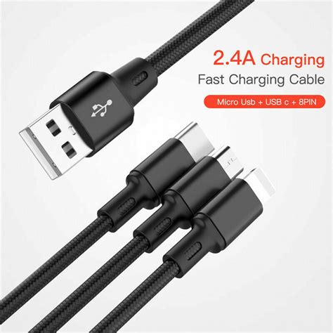 3 In 1 Fast Usb Charging Cable Universal Multi Function Cell Phone