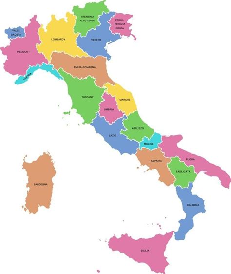 20 schönsten Regionen und Provinzen in Italien Karte