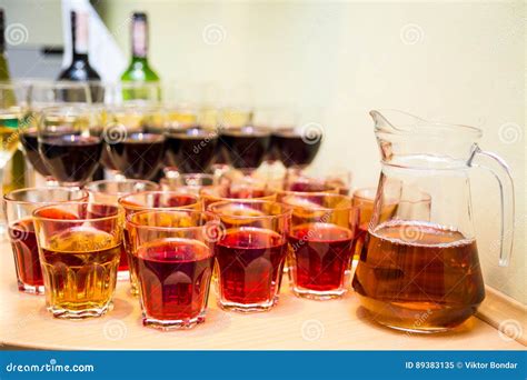 Glasses With Wine Catering Banquet Table Catering Buffet Glasses With Juice Champagne
