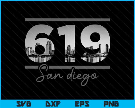 San Diego 619 Area Code Skyline California Vintage Svg Png Files
