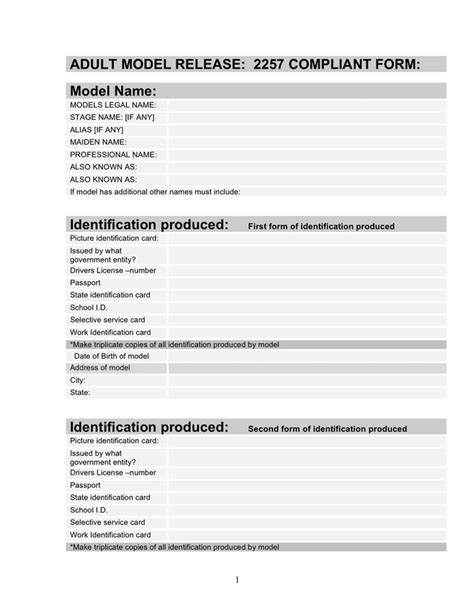 adult model release 2257 compliant form in word and pdf formats