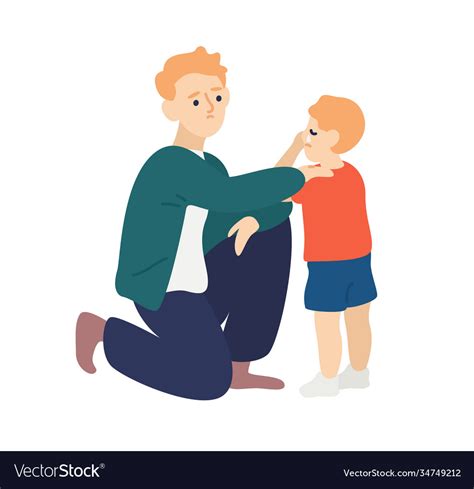Parent Hug And Soothe Crying Child Father Vector Image