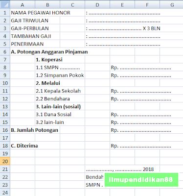 Membuat slip gaji tidaklah sulit. Kefir : Contoh Slip Gaji Guru SD SMP SMA Format Excel 2018 ...