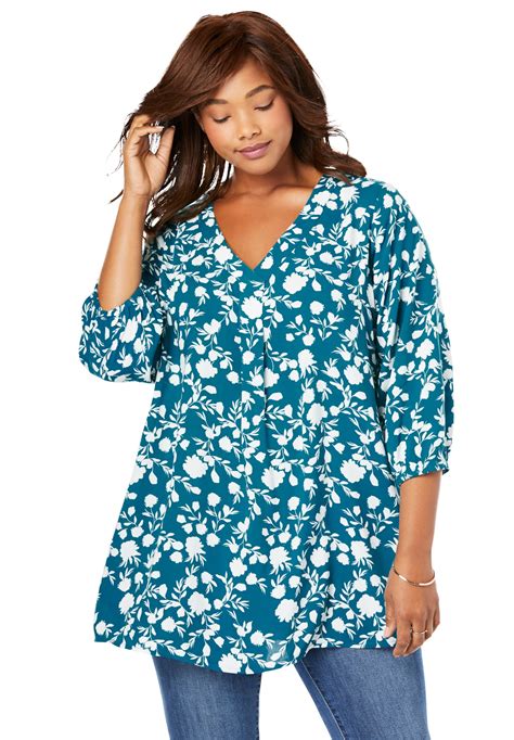 Woman Within Woman Within Womens Plus Size Pleat Front Tunic With