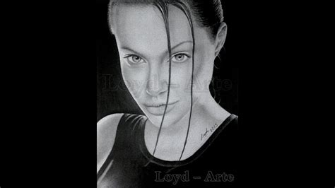 Retrato Realista Lapiz Grafito Lara Croft Angelina Jolie Realistic
