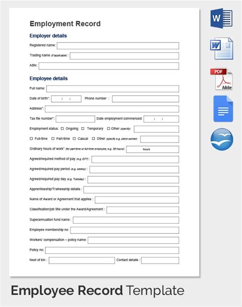 Employee Record Templates 32 Free Word Pdf Documents Download Free