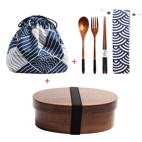 Buy Japanese Style Wooden Lunch Box With Spoon And Chopstick 15