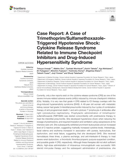 PDF Case Report A Case Of Trimethoprim Sulfamethoxazole Triggered