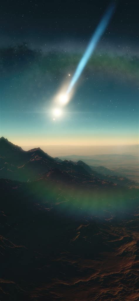 1125x2436 Mountains Sunset And A Comet In The Sky 5k Iphone Xsiphone
