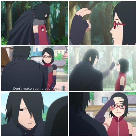 Sasuke Hugs Sarada And Pokes Her Forehead Such A Cute And Emotional