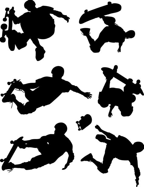 Skateboard Action Figures Silhouettes vector download, Skateboard Action Figures Silhouettes ...