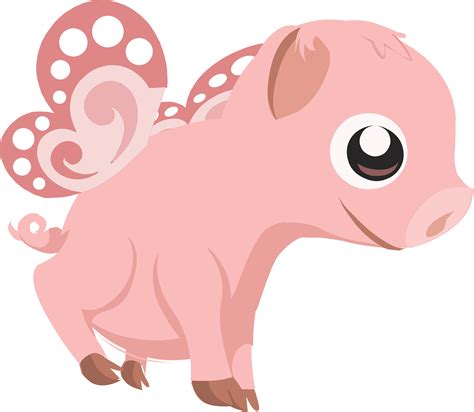 Truly Free Clipart Of A Cute Flying Pink Baby Pig Royalty Free Vector