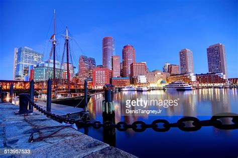 Boston Skyline Along The Harborwalk High Res Stock Photo Getty Images