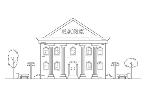 Premium Vector Landscape With A Bank Building Drawn With Contour