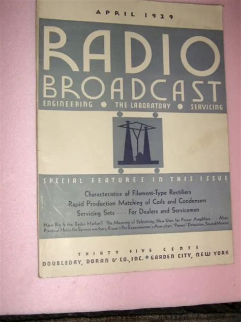 Vintage Andradio Broadcastand Magazine April 1929 American Radio