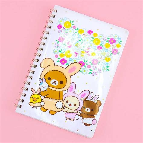 floral-bunny-rilakkuma-spiral-notebook-in-2020-cute-spiral-notebooks,-spiral-notebook,-rilakkuma