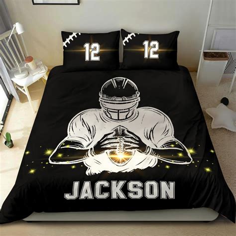 Personalized Football Bedding Set Custom Name Football Etsy