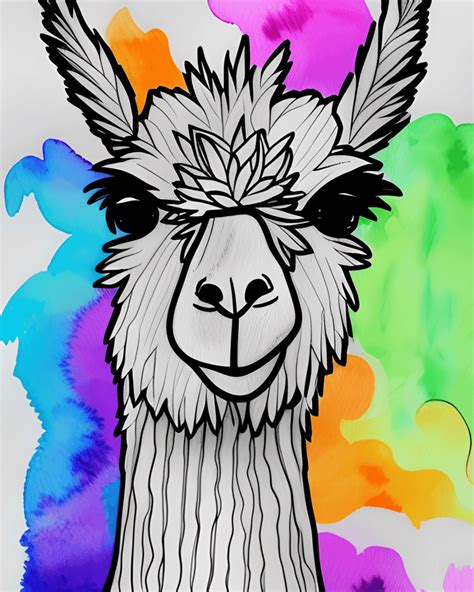 Cute Llama Line Drawing · Creative Fabrica