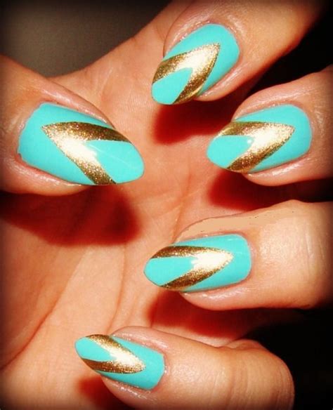 Turquoise And Gold Nails Get Nails Fancy Nails Trendy Nails How To