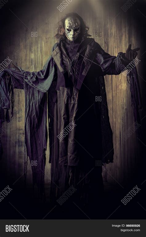 Scary Man Iron Mask Black Robe Image And Photo Bigstock