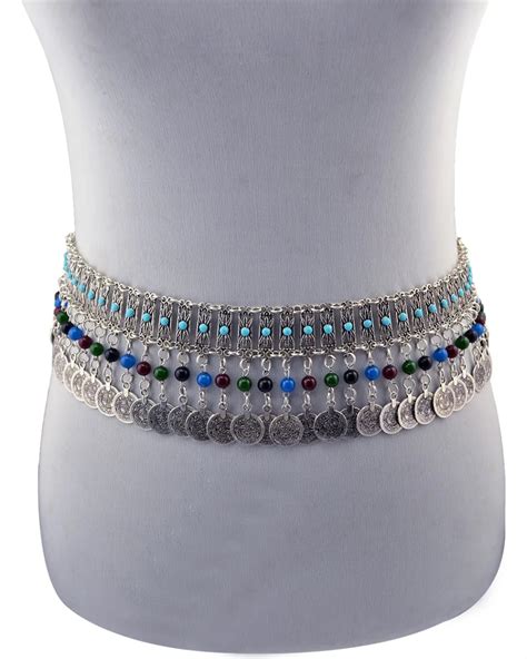 Boho Gypsy Turkish Retro Silver Alloy Coin Tassel Sexy Belly Chain Body